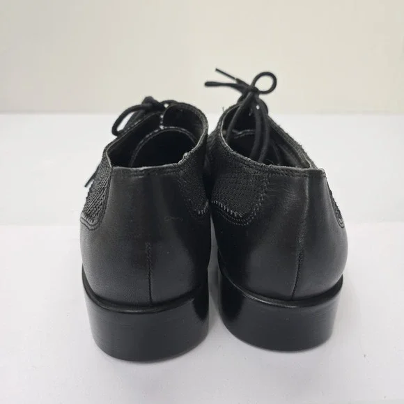 Aerosoles Accomplishment Black Leather Snakeskin Embossed Oxford Shoes 8.5M - Picture 4 of 6